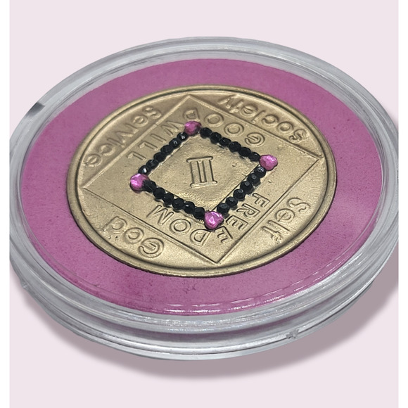 NA Narcotics Anonymous 2 year bronze medallion modified w/gems! Free NA extras! - Picture 3 of 4
